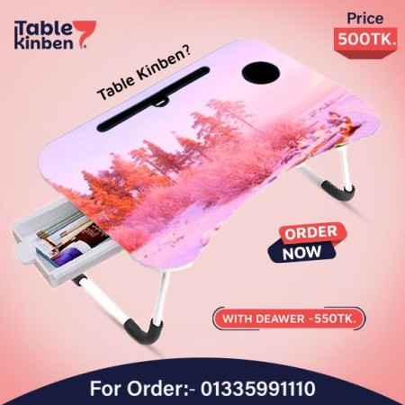 Foldable Laptop Table with Dawar { pink Jaugash  }